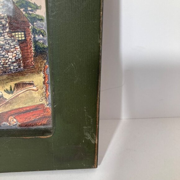 Cabin Watercolor Picture Welcome to Our Cabin Wood Framed Green 8 x8" - Picture 4 of 6